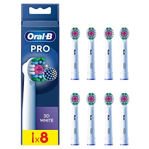 32% DESCUENTO Oral B Pro 3D White Cabezales De Recambio ORIGINALES para Cepillo Eléctrico Oral B Pro, Pack De 8 Recambios Blancos Con Copa Pulidora Para Eliminar Manchas Superficiales, Efecto Blanqueador