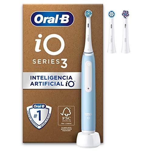 24% DESCUENTO Oral B iO 3 Cepillo De Dientes Eléctrico con Mango Recargable y 3 Cabezales de Recambio, Diseñado Por Braun, Regalos Originales para Mujer y Hombre Azul
