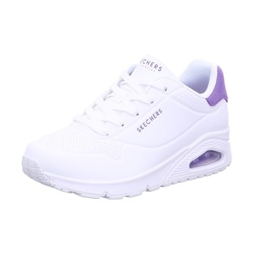 60% DESCUENTO Skechers Uno, Zapatillas Mujer, White Durabuck Purple Suede Trim, 40 EU