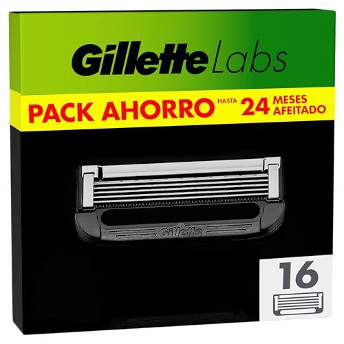 GilletteLabs Pack de 16 Recambios Para Maquinillas De Afeitar, Cuchillas De Afeitar Con 5 Hojas y Banda Lubricante, Compatible Con Todas Las Maquinillas GilletteLabs