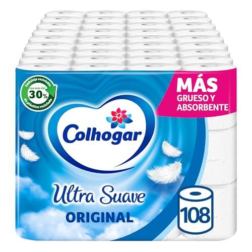 Colhogar Ultra Suave Original x108   Papel Higiénico Blanco de 2 Capas   9 paquetes de 12 Rollos, Sin Perfume