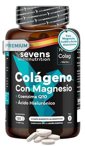 26% DESCUENTO Colágeno Hidrolizado Puro con Magnesio Ácido Hialurónico y Coenzima Q10   Colageno Marino para Huesos, Articulaciones y Piel   Con Vitaminas A, C, D3, B12 y Zinc   120 Cápsulas   Sevens