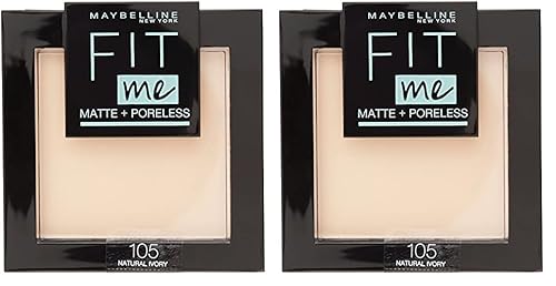 37% DESCUENTO MAYBELLINE Polvos Matificantes Fit Me, Color 105 Natural Ivory, 9 g (Paquete de 2)