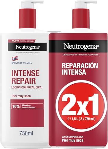 55% DESCUENTO Neutrogena Fórmula Noruega Loción Corporal CICA Reparación intensa para piel seca (Pack de 2 x 750 ml), crema hidratante corporal reparadora con centella asiática