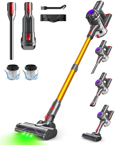 31% DESCUENTO VACTechPro Aspiradora sin Cable,35kPa Aspirador de Mano,6 en 1 Inalámbrica con 35minutos de autonomía y batería extraíble,Aspirador Escoba Ideal para Pelo de Mascota/Alfombra/Suelo Duro&Oro