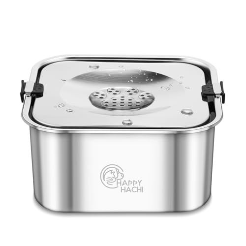 HAPPY HACHI Bebedero Perro Antigoteo Acero Inoxidable 304, 3L Grande Cuenco Lenta para Mascotas Antideslizante, Cuenco de Agua Flotante para Perro Mediano a Grande, Sin Derrames a Prueba de Polv