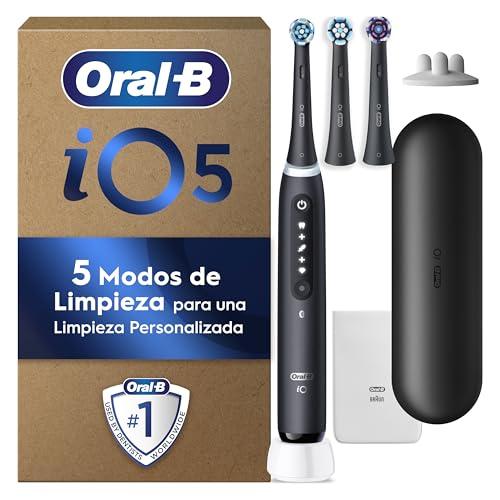 45% DESCUENTO Oral B iO 5 Cepillo De Dientes Eléctrico Negro Con 3 Cabezales y 1 Estuche De Viaje, 5 Modos De Cepillado Con Blanqueamiento Dental, Sensor De Presión, Diseñado Por Braun