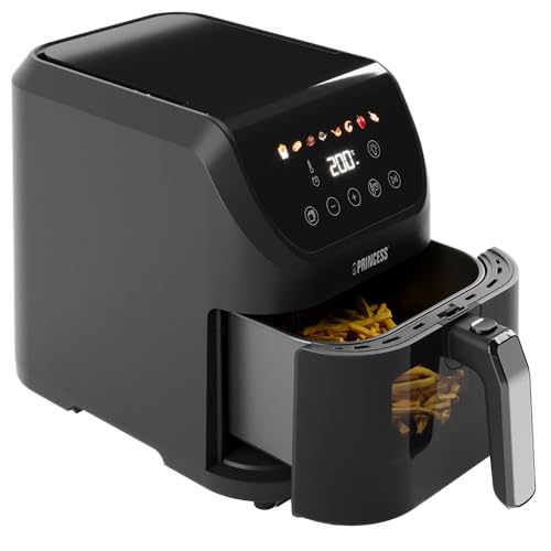 46% DESCUENTO Princess Slim Airfryer 5,5 L   1500 W   silencioso (55 db)   Diseño compacto   Sin aceite   8 programas de cocina   Termostato ajustable   Recubrimiento antiadherente, Pilotos de color