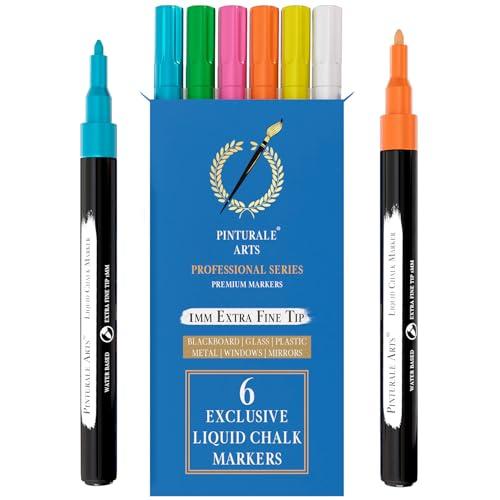 62% DESCUENTO Pinturale Arts Rotuladores Tiza Líquida | Set 6 Colores | Rotuladores Cristal Borrable | Punta Fina 1mm | Para Ventanas, Pizarra, Borrado Fácil