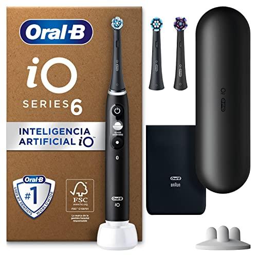 38% DESCUENTO Oral B iO 6 Cepillo De Dientes Eléctrico Negro Con Mango Recargable, 3 Cabezales y Estuche De Viaje, 5 Modos De Cepillado Con Blanqueamiento Dental, Sensor De Presión, Diseñado Por Braun