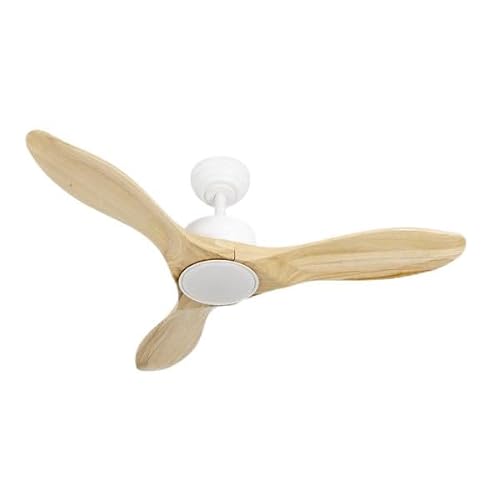 Brightium Ventilador DC Segre 24W en blanco con 3 aspas de haya. Cuenta con 6 velocidades, 2424 lm y 3000K, 4000K, 6500K. Incluye control remoto, temporizador y regulador de intensidad con memoria.