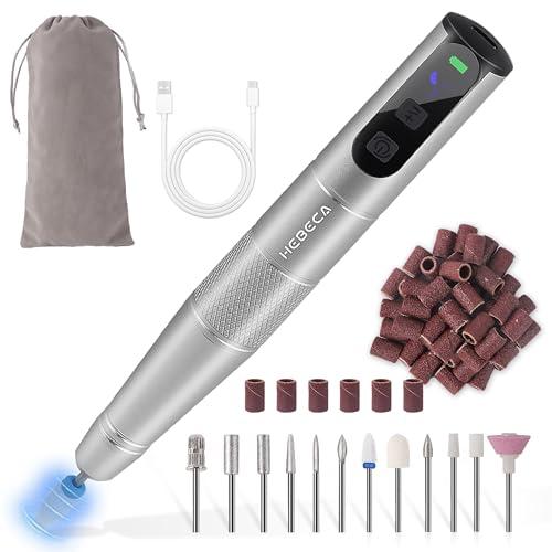 35% DESCUENTO HEBECA Torno para Uñas Profesional 20000RPM limas de uñas electrica profesionales 12 en 1 lima electrica uñas Nail Drill machine de Gel Acrílico Natural Recargable (Gris)