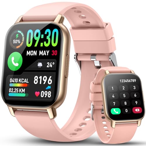 81% DESCUENTO Reloj Inteligente Mujer, 1.85» Smartwatch con Llamadas Bluetooth, Reloj con Pulsómetro/Monitor de Sueño/Podómetro,112+ Modos Deportivos, IP68 Impermeable Pulsera Actividad para iOS Android, Oro rosa