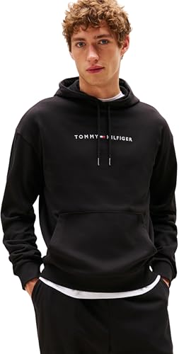 50% DESCUENTO Tommy Hilfiger Sudadera Hombre con Capucha, Negro (Black), M