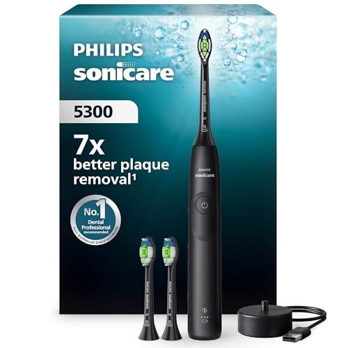30% DESCUENTO Philips Sonicare 5300 cepillo dental eléctrico, sónico con 2 niveles de intensidad, alerta de presión, EasyStart, SmarTimer y BrushPacer, negro, modelo HX7101/04 [Nueva Tecnología]