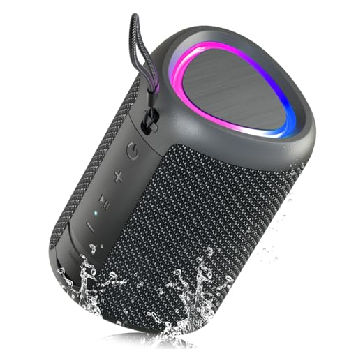 UOHHBOE Altavoz Bluetooth 5.3, Altavoz Bluetooth Potente con Luz RGB, Graves Potentes, 15 W Altavoces Bluetooth Speaker Impermeable IPX5, TWS/AUX/TF   Ideal para Fiestas, Playa y Exteriores