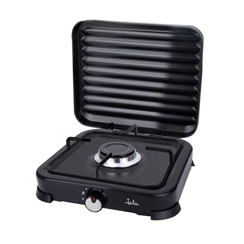 36% DESCUENTO JATA JECG2721   Cocina de gas portátil de 1 fuego con parrilla. Apta para butano y propano. Con tapa protectora extraíble. Ideal para camping. Ocupa poco espacio