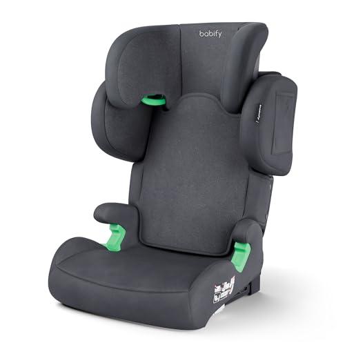 Babify FlexiFit Premium Silla de Coche para Bebés ISOFIX para Niños 3 12 Años (15 36 kg), ECE R129, Reposacabezas 11 Posiciones, Respaldo Ajustable, Laterales Extensibles, Diseño Plegable, Gris