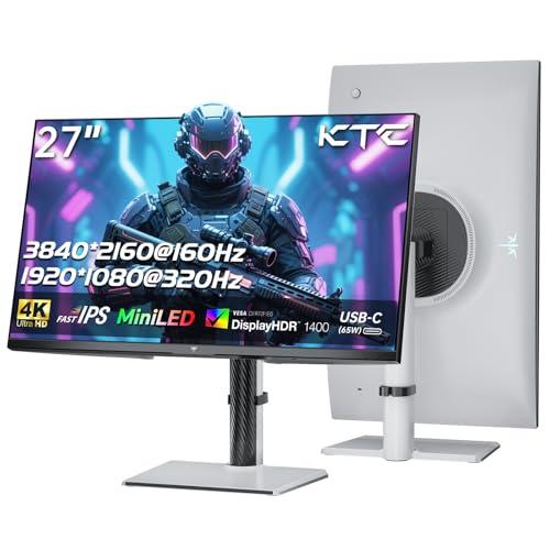 KTC MiniLED Gaming Monitor 27 Pulgadas | 4K@160Hz / FHD@320Hz Conmutación sin Fisuras | 1152 Regulación Local de Zona | HDR1400 | 1ms GtG | Adaptive Sync | 145% sRGB | KVM | Blanco | M27P6