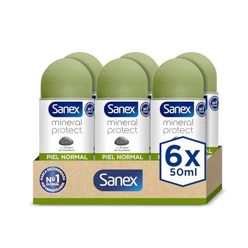 38% DESCUENTO Sanex Mineral Protect, Desodorante Hombre o Mujer, Desodorante Roll on Pack 6 x 50ml, Respeta la piel y respeta el planeta