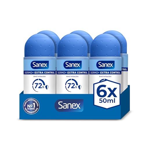 25% DESCUENTO Sanex Dermo+ Extra Control Desodorante Antitranspirante Roll On 72 Horas 6×50 ml– protección efectiva contra el sudor y el mal olor – dermatológicamente testado– contiene 0% alcohol*