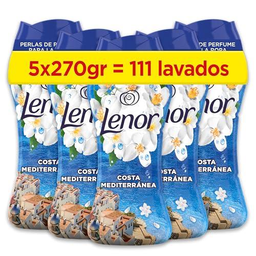 47% DESCUENTO Lenor Perlas De Perfume para la Ropa, 111 Lavados (5 x 270g), Brisa Marina Y Jazmín, Edición Limitada Costa Mediterránea, Frescor Ininterrumpido Hasta 12 Semanas