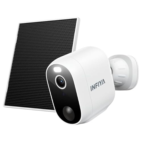 INFIYA Cámara Vigilancia WiFi Exterior Solar 2K Camaras Vigilancia Domicilio WiFi sin Cables con Batería, PIR Sirena, Visión Nocturna Color, Detección Humana, WiFi 2.4GHz, IP65