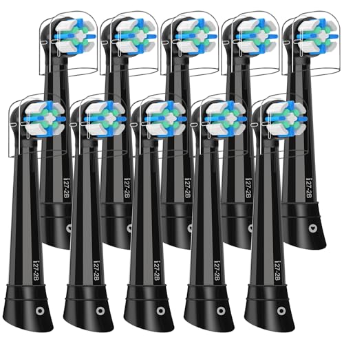 Recambio Cepillos Compatible con Oral B IO 2/3/4/5/6/7/8/9/10 Cepillos Eléctrico, Cabezales Compatible con Oral B IO Para el Cuidado de las Encías y la Limpieza Dental (10 Negro)
