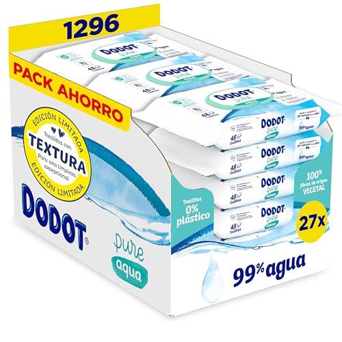 47% DESCUENTO Dodot Toallitas Pure Aqua Para Bebé, 1296 Toallitas (9 Packs de 48 Unidades, Paquete de 3), Ayuda A Restaurar El PH Natural De La Piel, 99% Agua, Sin plástico