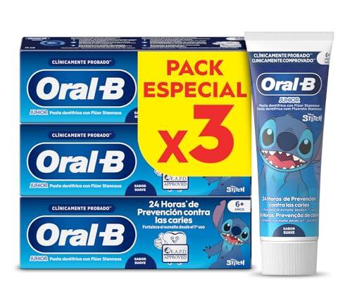 55% DESCUENTO Oral B Pro Junior Disney Stitch Pasta De Dientes Para Niños, Elimina La Placa y Previene las Caries, Dentífrico Para Niños de 6 a 12 Años, Sabor a Menta Suave, 75 ml (Paquete de 3)