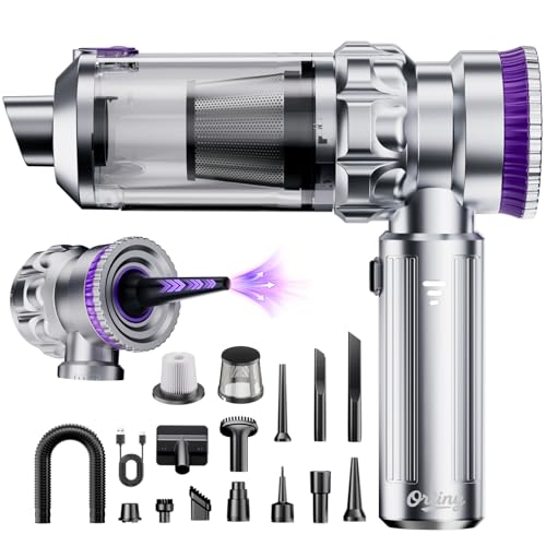 33% DESCUENTO Ortiny Aspirador de Mano, 28000PA Aspiradora sin Cable con Taza Grande Colector de Polvo, 4 en 1 Aspirador Coche con Motor Sin Escobillas, 3 Niveles Mini Aspiradora para Coche, Pelo de Mascotas, Hogar