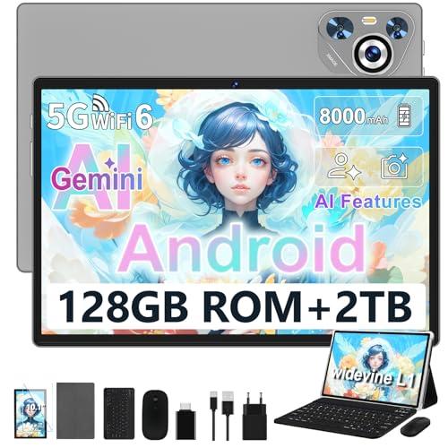 OFERTÓN SUPREMO 71% DESCUENTO Dghrti 2026 Tablet Android, 22GB RAM+128GB ROM/TF 2TB, 8000mAh, 8 Core CPU, Control Parental, 3D Face ID, Widevine L1, WLAN 6, BT5.0, GPS, 5MP+8MP, Tablet con Funda Teclado+Ratón Gris
