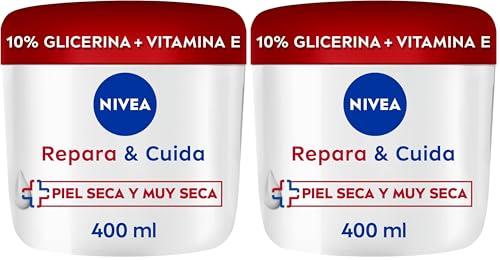 35% DESCUENTO NIVEA Repara & Cuida Crema hidratante corporal, facial y para manos (1 x 400 ml), crema hidratante 72 h con glicerina y vitamina E pura, para piel seca y muy seca (Paquete de 2)