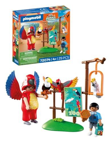 54% DESCUENTO PLAYMOBIL | Animals & Friends | Zoo Mascota | Hombre con Disfraz de Loro y 3 Aves Tropicales | Juguete Infantil a Partir de 4 años | 72074