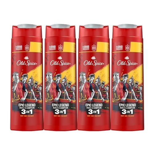 28% DESCUENTO Old Spice Gel De Ducha Y Champú Para Hombres 4x400ml Selección, Gel Para Cara, Cuerpo Y Pelo 3 En 1 Multiusos, Frescura Duradera
