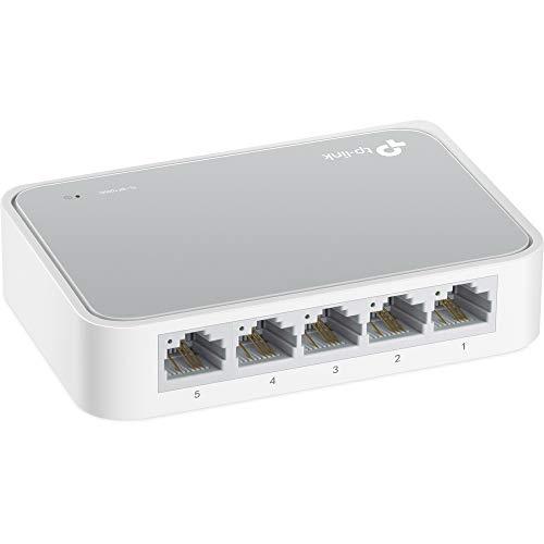 50% DESCUENTO TP Link TL SF1005D Switch Ethernet con 5 Puertos (10/100 Mbps, RJ45, Concentrador de ethernet, Plug and Play, sin Ventilador, No Gestionado), Color Blanco/Gris