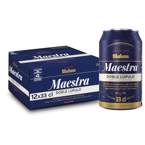 BUENA OFERTA 33% DESCUENTO Mahou Maestra Doble Lúpulo, Pack de 12 Latas x 33 cl, Cerveza Tostada Lager Sabor Intenso y Espuma Cremosa, 7.5% Volumen de Alcohol