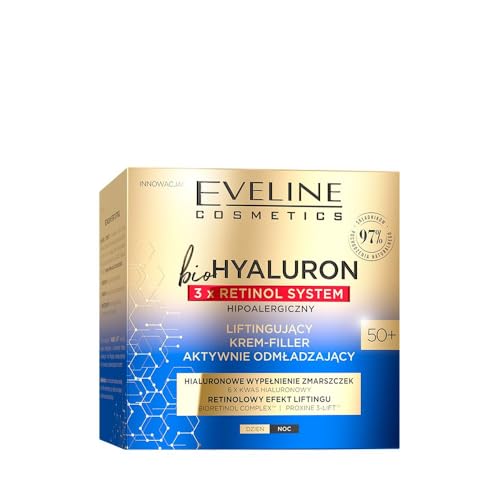 Eveline Cosmetics BioHyaluron 3 x Retinol Lifting Crema de relleno rejuvenecedor activo 50+ 50 ml