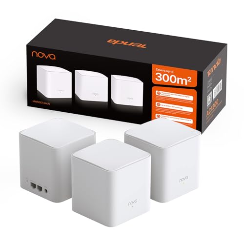 43% DESCUENTO Tenda Nova MW5G Mejor Sistema WiFi Mesh, Gigabit Router (AC1200 Doble Banda Cobertura hasta 300m², 2 * 1000Mbps Puertos, hasta 80 Dispositivos, Compatible con Alexa, Control Parental, Blanco, 3 Hubs)