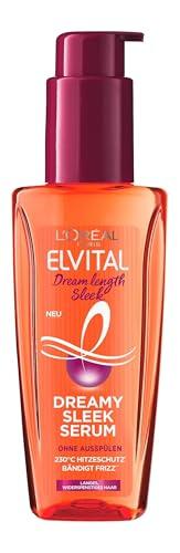 32% DESCUENTO L’Oréal Paris Elvital   Sérum para el cabello sin siliconas, protección contra el calor para cabello largo y rebelde, sin enjuague, aceite capilar con proteínas vegetales y manteca de cacao, sérum