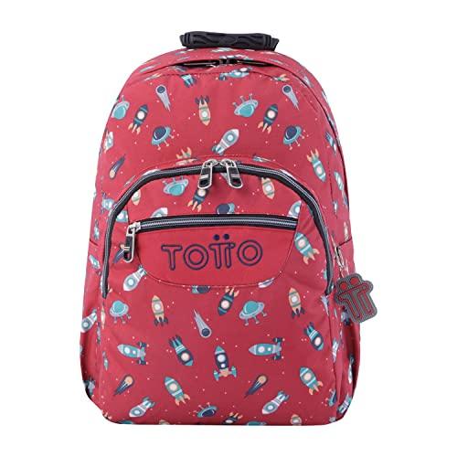 62% DESCUENTO TOTTO   Mochila Escolar Adaptable a Carro, Modelo Acuareles, Capacidad 20 L, Bolsillo para Botella, Espaldar Ergonómico con Flujo de Aire, Correas en S para Mayor Comodidad, Estampado Cohetes