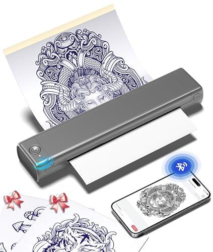 Phomemo M08F Impresora Termica Tattoo de Tatuaje Impresora de Tatuajes de Transferencia de Termocopiadora Máquinas de Tatuaje Profesional con 10pcs Papel de Tatuaje