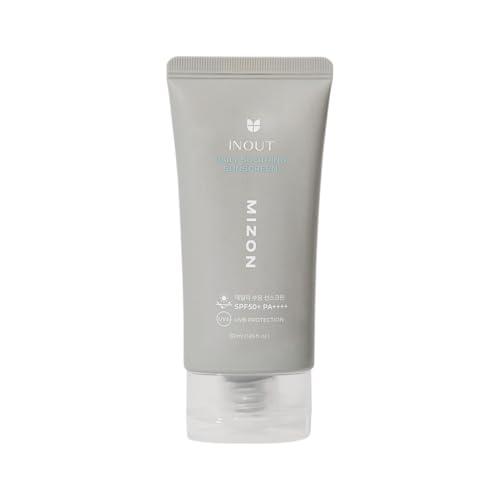 40% DESCUENTO [MIZON] INOUT Soothing Sunscreen SPF50+PA++++ (50ml) Crema Solar y Skincare Coreano, Protección 24H, Antienrojecimiento, Ácido Hialurónico y Centella Asiática, 100% Vegano y Seguro para los Arrecifes
