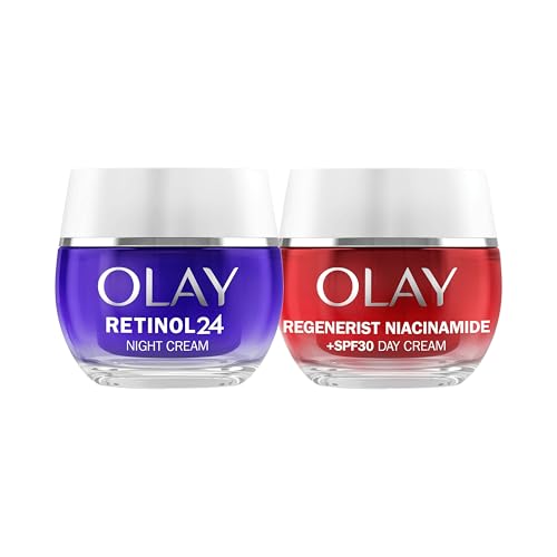 47% DESCUENTO Olay Retinol24 Crema De Noche 50ML Y Olay Niacinamida + SPF30 Crema Hidratante De Día 50ML. Pack De 2 Cremas Antiarrugas. Piel Más Joven Y Radiante