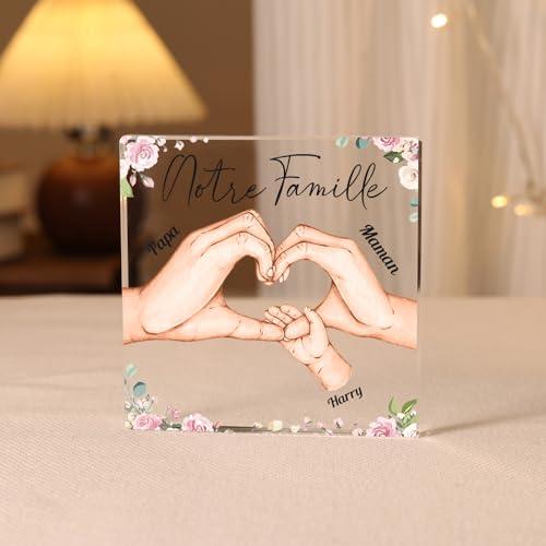 Regalos Originales para Mujer Regalo del Día de la Madre Navidad para Mamá Abuela Esposa Placa Acrílica Personalizada con 1 7 Nombre (3 Nombre)