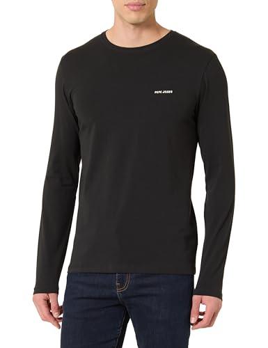 59% DESCUENTO Pepe Jeans Camiseta elástica L/S con Logotipo básico para Hombre, Color Negro (Negro), Talla M, Negro (Negro), M