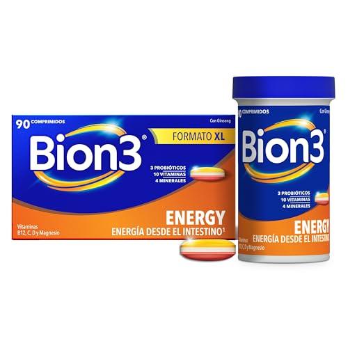 59% DESCUENTO Bion3 Energy Comprimidos Multivitamínicos con Probióticos, Complemento Alimenticio para Energía Física y Mental¹ y Reducción de Fatiga¹, Magnesio, Vitamina C, D, Complejo B, y Ginseng, 90 comprimidos