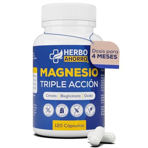 Magnesio Complex   Citrato, Bisglicinato y Óxido de Magnesio Triple   Alta Absorción   Reduce Cansancio y Fatiga, Alivia Dolor Articulaciones y Músculos – Favorece la Síntesis de Colágeno 120 cápsulas