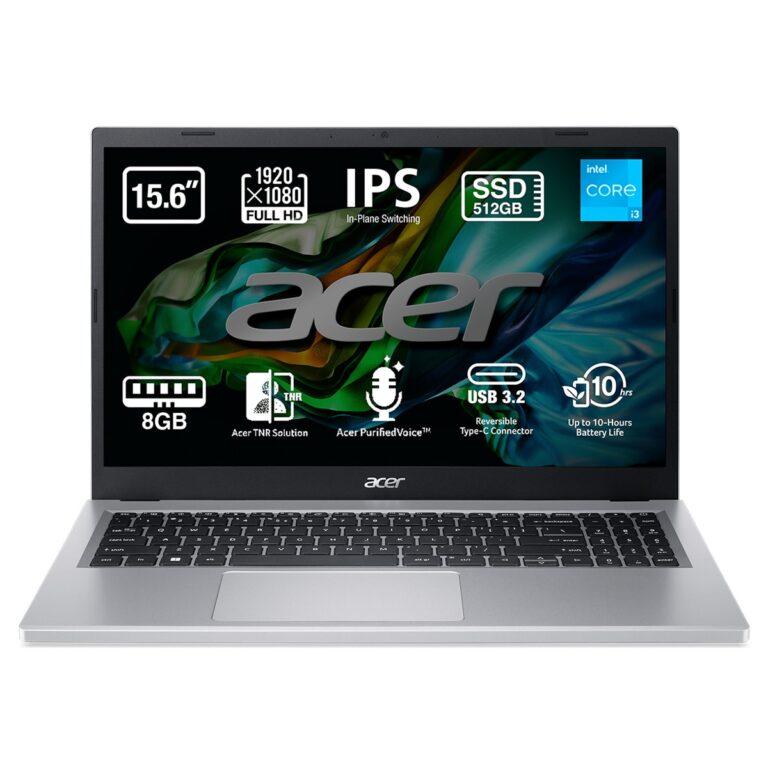 Portátil Acer Aspire 3, i3, 8GB, 512GB SSD, 15.6″, Sin SO (Reacondicionado Grado D) · Acer · El Corte Inglés