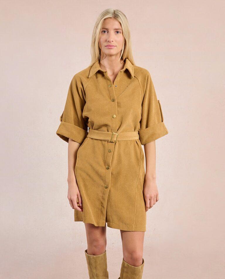 Vestido corto en tejido de pana con cinturón · Molly Bracken · El Corte Inglés